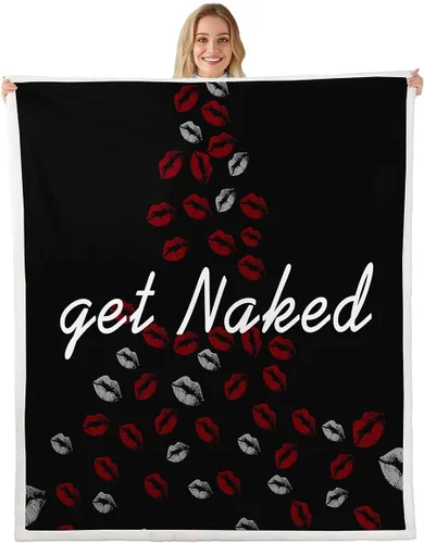 Miniatura 12 de Manta de sherpa sexy de labios rojos, manta de felpa para parejas, enamorados, hombres y mujeres, con citas divertidas, manta de forro polar