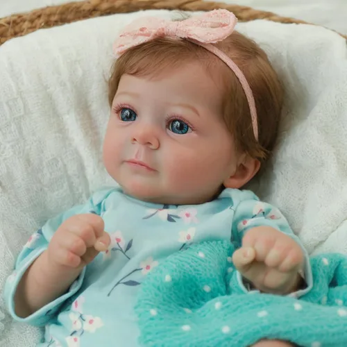 Miniatura 7 de SCOM Muñecas Reborn de bebé realista Niña - Felicia, Muñecas recién nacidas realistas de 17 pulgadas con cuerpo de tela suave ponderado, Muñecas Azul