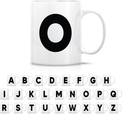 Miniatura 27 de Retreez Taza con monograma con monograma del alfabeto de la A a la Z con inicial, tazas de café de cerámica de 11 onzas – Agradecimiento