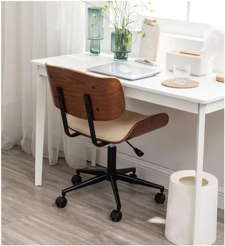 Miniatura 2 de Silla de oficina en casa con ruedas, silla de oficina cómoda y suave sin brazos, silla de oficina tapizada, silla de computadora giratoria moderna