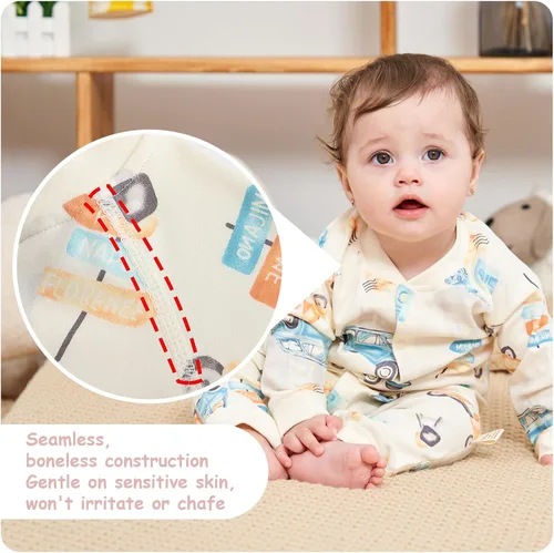 Miniatura 6 de Soft 100% Cotton Baby Boy Girl Unisex Romper Jumpsuits Newborns, Long Sleeve, 0-24 Months