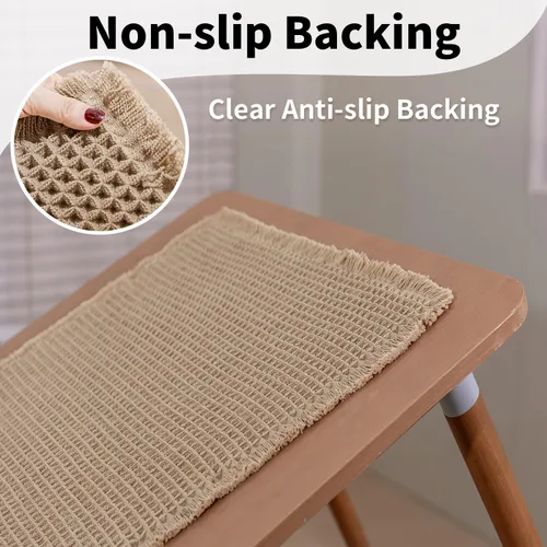 Miniatura 5 de Tapete de baño estilo gofre, tapete de baño bohemio, antideslizante, lavable, súper absorbente y de secado rápido, tapetes de baño pequeños, Caqui