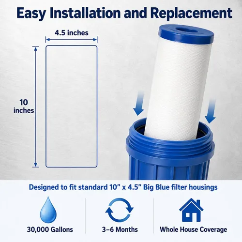 Miniatura 8 de APEC Water FI-KDF55-10BB GAC Filtro de agua de carbono para toda la casa; metales pesados, reducción de cloro y bacterias, 4.5 x 10 pulgadas