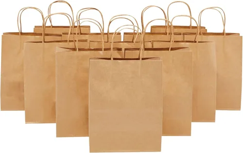 Miniatura 5 de Juvale Bolsas de regalo marrones con asas, paquete de 12 unidades, grandes, marrones, 8 x 4.75 x 10 pulgadas, papel de 120 GSM, bolsas de regalo