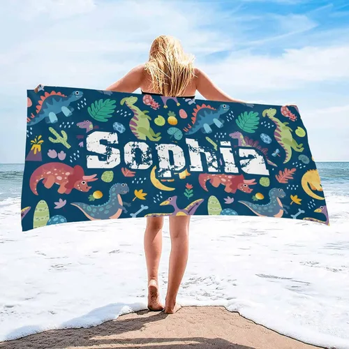 Miniatura 10 de InterestPrint Toalla de playa personalizada para mujeres y hombres, hojas tropicales, naranja, toallas de playa personalizadas con nombres, manta