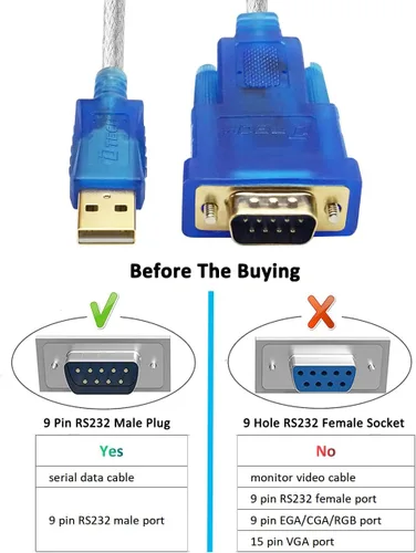 Miniatura 4 de DTECH Cable adaptador USB a serie con puerto macho RS232 DB9 chipset FTDI compatible con Windows 10 8 7 y Mac Linux - 4 pies