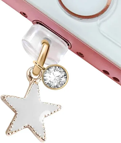 ELISE & FONDA CP150 Puerto de carga USB anti polvo enchufe lindo luz pequeña estrella colgante encanto para iPhone 11/XS MAX/XR/X/8 Plus/7/6S/7/SE