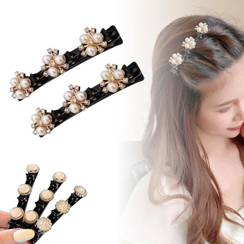 Miniatura 12 de Pinzas de pelo trenzadas con piedra de cristal brillante, pinza para el cabello para mujer, pinzas de pelo corto con pico de pato, clip de pelo