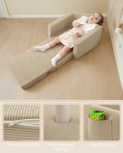 Miniatura 4 de Silla para bebés y niños, sofás blandos para bebés de 2 en 1 que se despliegan, sillas para bebés cómodas de 1 a 3 años, sofá convertible a sofá