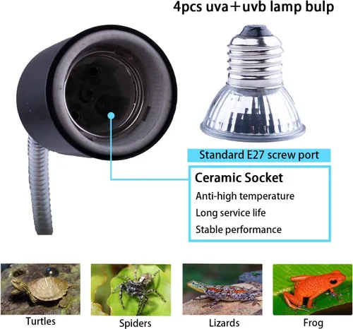 Miniatura 3 de Lámpara de calor negra para reptiles, bombilla UVB, lámpara de reptil UVB, luz de reptil UVA UVB, lámpara de calefacción de tortuga acuática