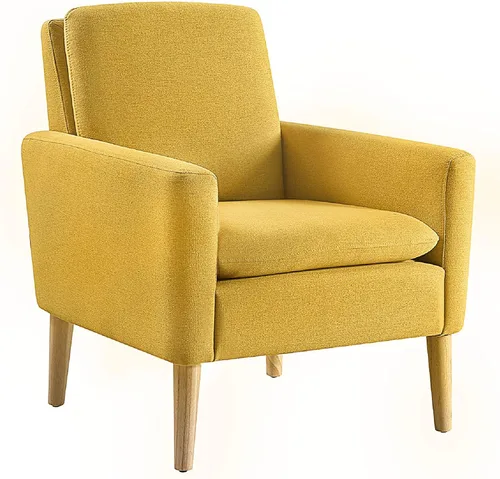 Miniatura 12 de Juego de 2 sillas decorativas para sala de estar, silla de lectura cómoda tapizada de tela, sillón moderno de mediados de siglo para dormitorio, Gris