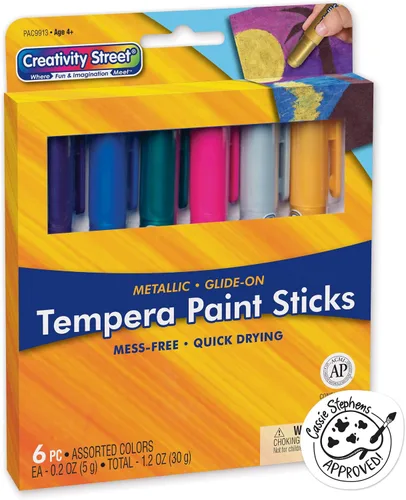 Miniatura 6 de Creativity Street Palitos de pintura al témpera Glide-On, 12 colores primarios surtidos, 0.18 onzas, 12