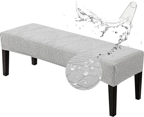 Miniatura 34 de Genina Fundas impermeables para banco de comedor, protector de asiento de banco de jacquard elástico, funda de banco rectangular para dormitorios