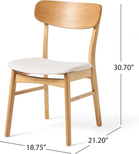 Miniatura 3 de Christopher Knight Home Lucious - Sillas de comedor con acabado de roble y tela, juego de 2 piezas, color beige claro