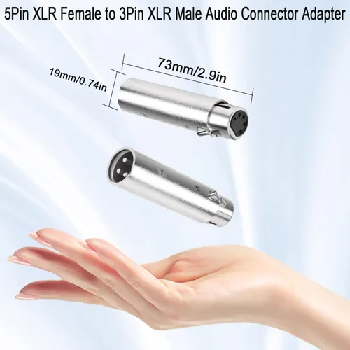 Miniatura 7 de QIANRENON Adaptador de audio XLR - Convertidor DMX hembra de 5 pines a macho de 3 pines, para micrófono, iluminación de escenario, estación