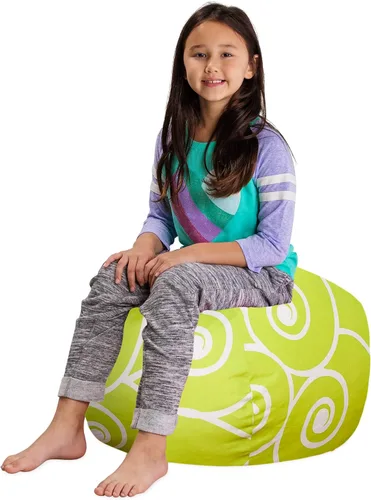 Miniatura 24 de Posh Stuffable - Sillón puff con almacenamiento para niños, contenedor de animales de peluche, organizador de juguetes de niños Lona rayas verde