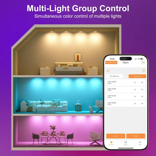 Miniatura 4 de Luces LED que cambian de color, paquete de 12 luces LED empotradas de 5/6 pulgadas, 13 W, 1050 lm, luces empotradas inteligentes, compatibles