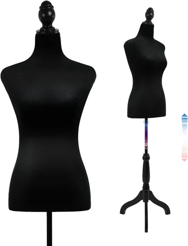 Miniatura 8 de Maniquí de costura de cuerpo femenino con soporte de 50 a 63 pulgadas, maniquí ajustable portátil para exhibición de ropa, base de trípode