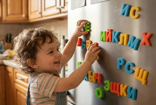Miniatura 2 de BOHS Letras magnéticas del alfabeto ruso, juego en imanes de refrigerador, pizarra blanca, mesa, juguete educativo de aprendizaje para niños, 33