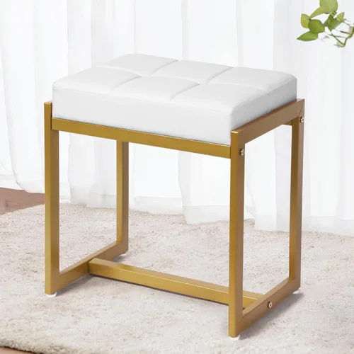 Miniatura 12 de Taburete de tocador, taburetes de silla de tocador para sala de maquillaje, taburete cuadrado de lino para tocador, otomanos pequeños acolchados