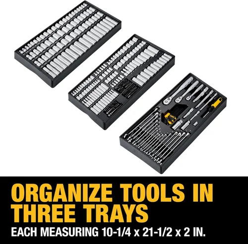 Miniatura 11 de DEWALT - Juego de herramientas mecánicas, herramientas de guía de 1/4", 3/8", 1/2" y llaves combinadas, 341 piezas (DWMT45341)