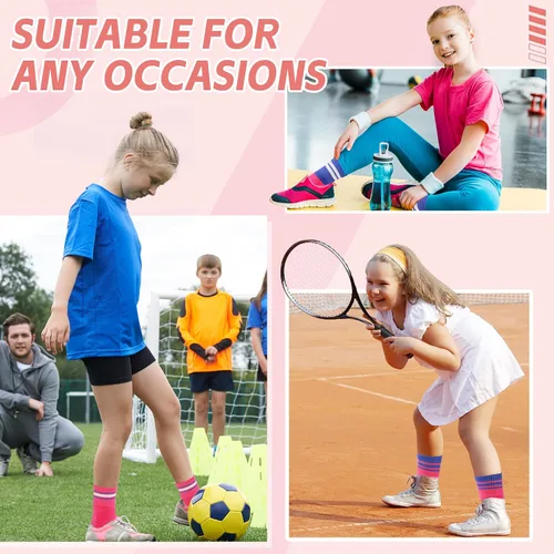 Miniatura 6 de WEVIAS Calcetines deportivos de algodón para niños y niñas, suaves, transpirables, 6 pares