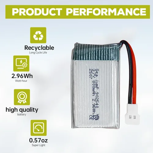 Miniatura 5 de sea jump Batería Lipo de 3.7 V 800 mAh 25C con enchufe Molex y cable de carga USB compatible con WLtoys SYMA la mayoría de drones, cuadricópteros