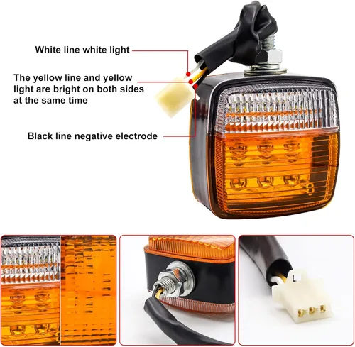 Miniatura 2 de Ourbest Luces LED de pedestal de doble cara, señal de giro, lámpara lateral de ancho para remolque de carga resistente, semi camión, amarillo