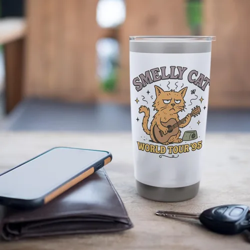 Miniatura 7 de Funny Cat 90s Nostalgia Retro Sitcom Feline Humor Graphic Stainless Steel Insulated Tumbler