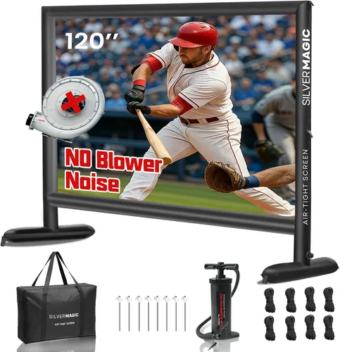 Miniatura 9 de Pantalla de proyector inflable silenciosa I diseño hermético sin soplador, respaldo negro, 100 pulgadas (equivalente a 14 pies)