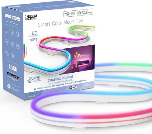 Miniatura 12 de Feit Electric Luces LED Inteligentes Hexagonales de Azulejos, 7" Cada Una, Conectables, Persecución de Color RGBW, WiFi de 2.4GHZ Habilitado