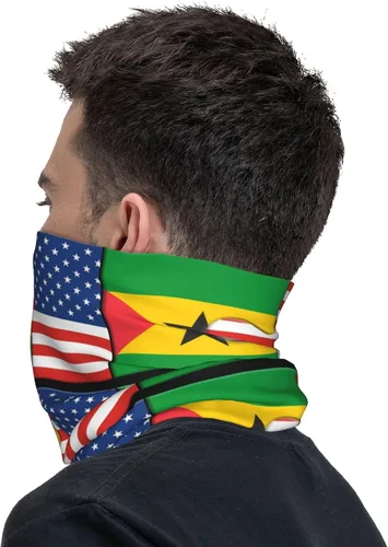 Miniatura 7 de Neck Gaiter Sao Tome and Principe and American Flag USA Jigsaw Face Cover Scarf Uv Sun Protection Balaclava Head Mask for Men Women Fishing Mask