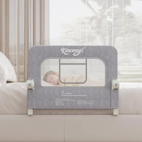Riel de cama para niños pequeños, riel de cama de 81 cm con base en forma de U más ancha, rieles de cama transpirables para camas King, Queen, Full,