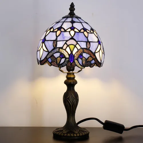 Miniatura 7 de Pequeña Lámpara Tiffany de Vidrio Emplomado, Lámpara de Mesa, Mini Luz de Acento de Escritorio para Dormitorio, Mesita de Noche, Lectura, Hogar