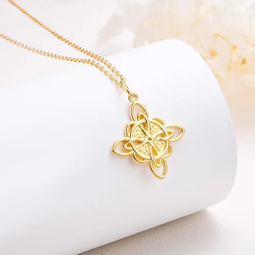 Miniatura 58 de FLYOW Collar con colgante de nudo celta de plata de ley 925 de buena suerte irlandés para mujer, regalo de cumpleaños y graduación