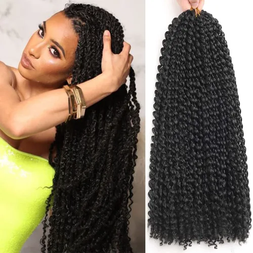 Miniatura 27 de Cabello Passion Twist de 18 pulgadas, 1 paquete de cabello Passion Twist de ganchillo, cabello de ganchillo Water Wave (18 pulgadas (paquete de 1)