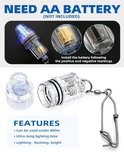 Miniatura 3 de BLUEWING 3 luces de pesca LED de caída profunda de 2100 pies bajo el agua, lámpara de atracción de peces para pez espada, azulejos, halibut, atún
