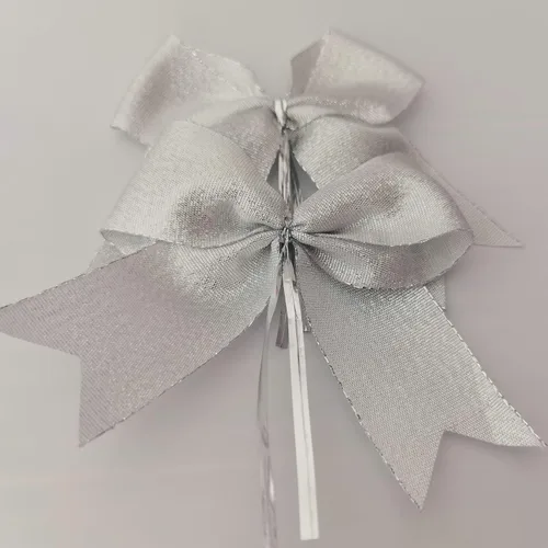 Miniatura 4 de 36 lazos plateados metálicos de 4-1/2 pulgadas con lazos giratorios para envolver regalos, embalaje, decoración de Navidad (4.5 pulgadas, plateado)