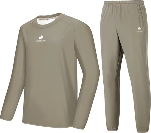 Miniatura 13 de HOTSUIT Traje de sauna para hombre, traje de sudor, chaqueta de entrenamiento duradera para gimnasio B. Chaqueta gris solamente
