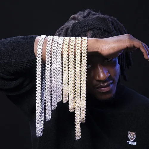 Miniatura 8 de nkjegol Cuban Chain Necklaces SilverGold Cuban Link Chains Mens Iced Out Miami Bling Diamond Hip Hop Jewelry for Women