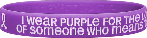 Miniatura 4 de Fight Like a Girl Paquete de 10 pulseras con texto en inglés "I Wear Purple for The Lost Memories of Someone Who Means The World To Means The World