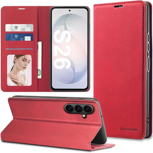 Miniatura 54 de Funda de piel con tapa para Samsung Galaxy Z Flip 3, con protección de bisagra, delgada y magnética tipo cartera [1 tarjetero], funda protectora a
