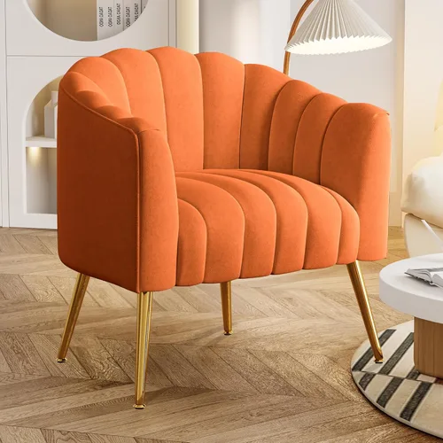 Miniatura 8 de Dewhut Silla decorativa de calabaza de gran tamaño, modernas y cómodas sillas tapizadas de terciopelo, sillón individual de lujo para sala de estar