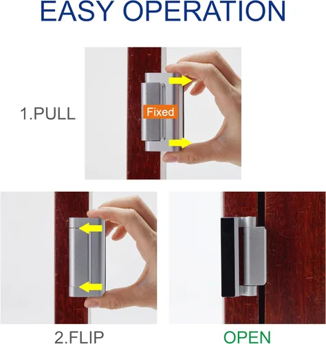 Miniatura 3 de Cerradura de puerta de seguridad para el hogar, paquete de 2 cerraduras de refuerzo de puerta para puerta delantera, pestillo de puerta mejorado que