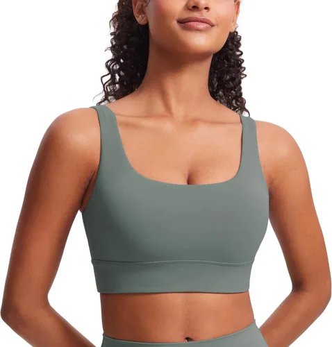 Miniatura 31 de CRZ YOGA Butterluxe - Brasier deportivo con espalda en U para mujer, cuello redondo, acolchado, de bajo impacto, para yoga, entrenamiento