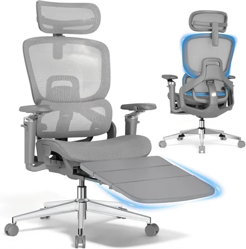Miniatura 11 de GABRYLLY Silla de oficina ergonómica, silla de escritorio con respaldo alto con reposacabezas, brazos abatibles, bloqueo de inclinación de 90-120°