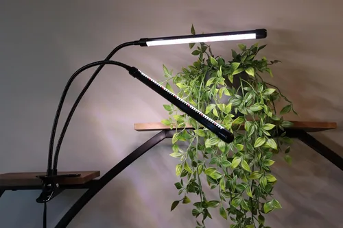 Luz de cultivo de plantas, espectro completo de 6000 K con LED rojos y blancos ajustables, atenuación de 10 niveles, lámpara de clip alimentada por