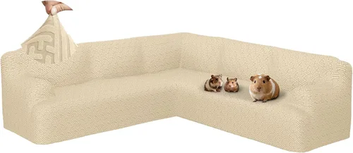 Miniatura 31 de Fundas para sofá seccional en forma de L de 1 pieza, fundas de esquina elásticas para sofá, funda de sofá antideslizante, lavable, fundas de sofá