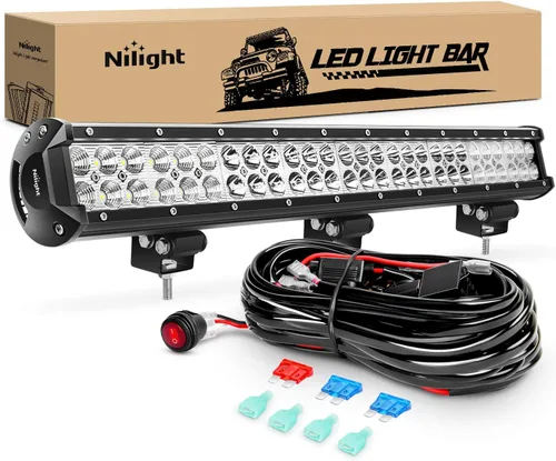 Nilight - Barra de luz LED ZH405 de 25 pulgadas, 162W, combo de inundación y foco, luces LED todoterreno con kit de arnés de cableado, 2 años de