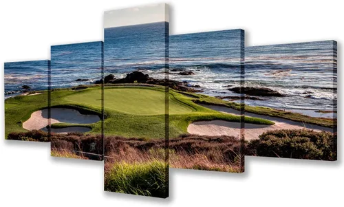 Miniatura 25 de Piezas de golf para decoración de pared, pinturas en blanco y negro, arte de pared para sala de estar, golf, deportes, obras de arte de 5 piezas